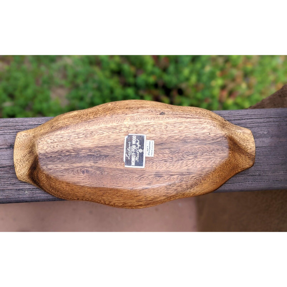 Leilani Monkey Pod Wood Tray Hand Crafted Three Parts Mid Century Philippines - Picture 8 of 12